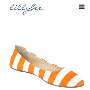 Lilybee Orange & White Striped Flats